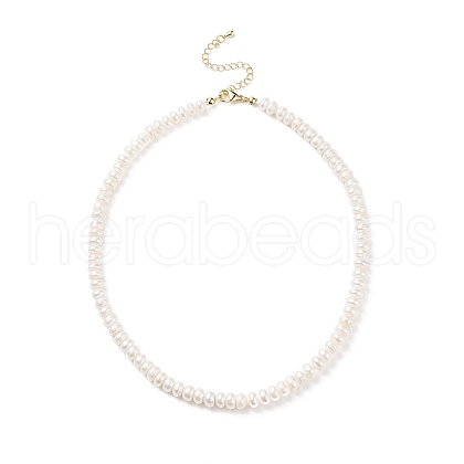 Mother's Day Jewellery Natural Pearl Beaded Necklace with Brass Clasp for Women NJEW-JN04059-1