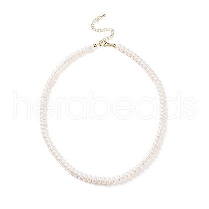 Natural Pearl Beaded Necklace with Brass Clasp for Women NJEW-JN04059-1