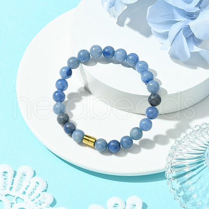 Natural Blue Aventurine Beads Stretch Bracelets for Women Men BJEW-JB11350-1
