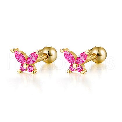925 Sterling Silver Clear Cubic Zirconia Butterfly Stud Earrings DC8274-3-1
