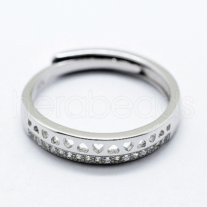 Anti-Tarnish Rhodium Plated 925 Sterling Silver Rings STER-G027-19P-L-1