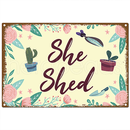 Rectangle with Word Vintage Metal Iron Sign Poster AJEW-WH0157-232-1