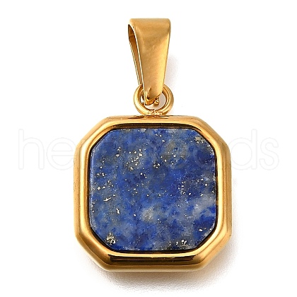 304 Stainless Steel Pave Natural Lapis Lazuli Pendants STAS-Z113-01G-01-1