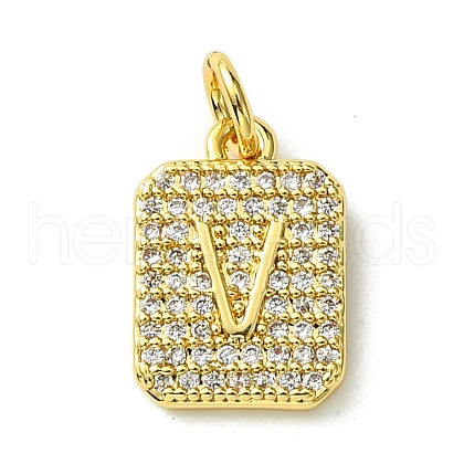 Rack Plating Brass Micro Pave Clear Cubic Zirconia Charms KK-G501-01V-G-1