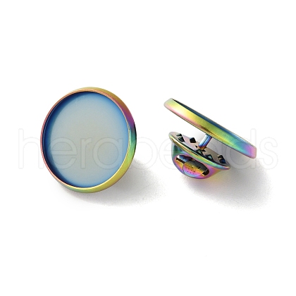 304 Stainless Steel Flat Round Brooch Brooch Base Settings STAS-S172-10A-M-1