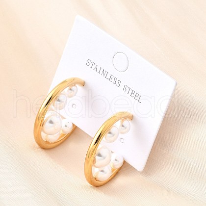 C-Shaped 304 Stainless Steel Stud Earrings EJEW-D315-04G-1