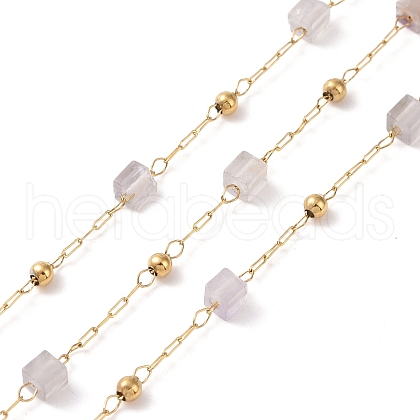 Natural Amethyst Square Beaded Chains AJEW-J035-02G-09-1