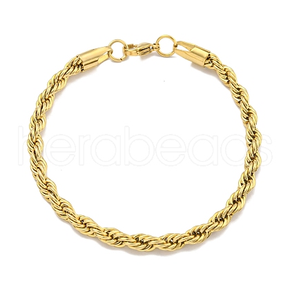 Ion Plating(IP) 5MM 304 Stainless Steel Rope Chain Bracelets for Women BJEW-R318-02G-1