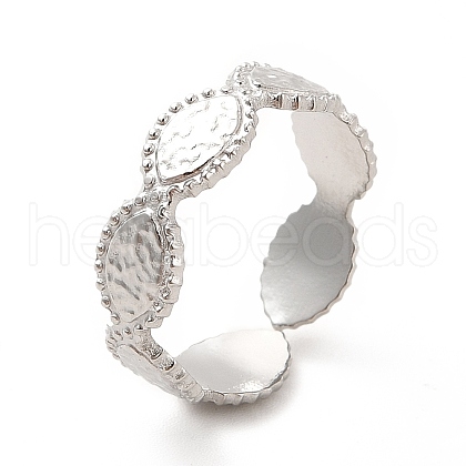 304 Stainless Steel Horse Eye Wrap Open Cuff Ring for Women RJEW-F131-10P-1