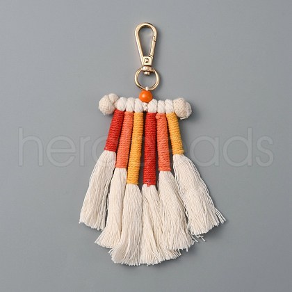 Cotton Rope Braided Tassel Pendant Decorations HJEW-WH0043-11KCG-1