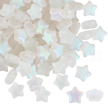 HOBBIESAY 100Pcs Spray Painted Glass Beads GLAA-HY0001-40-1
