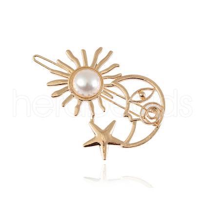Alloy with Imitation Pearls Alligator Hair Clips PW-WG948DC-01-1