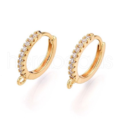 Brass Micro Pave Cubic Zirconia Hoop Earring Finding KK-N261-52G-1