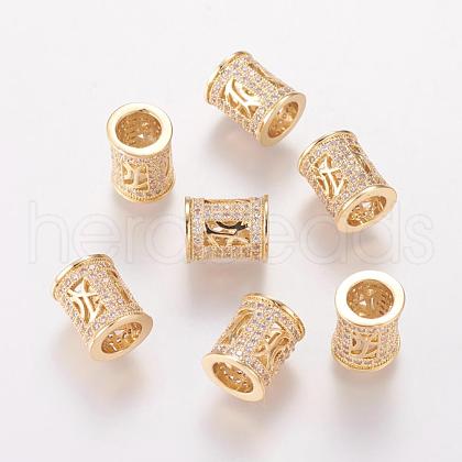 Brass Cubic Zirconia European Beads ZIRC-F001-76G-1