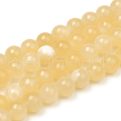 Natural Yellow JadeJade Beads Strands G-G829-04-6mm-1