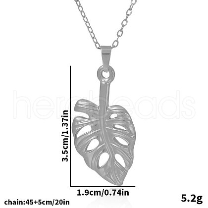 Stainless Steel Leaf Pendant Necklaces for Women ZY9462-1-1
