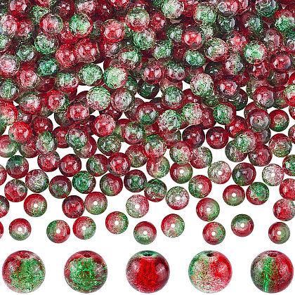 SOFPLATE 3 Strands Two-Tone Crackle Baking Painted Transparent Glass Beads Strands CCG-SP0001-01A-1