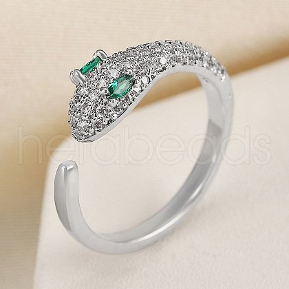 Snake Brass Micro Pave Cubic Zirconia Cuff Rings FS-WG5D2E3-03-1