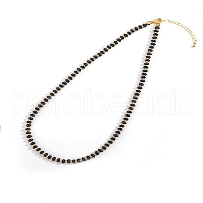 Colorful Natural Obsidian Rondelle Beaded Necklaces for Summer Beach Style CL7611-8-1