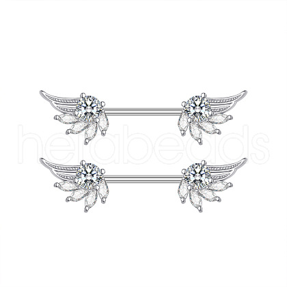 304 Stainless Steel Cubic Zirconia Nipple Rings WG0A897-01-1