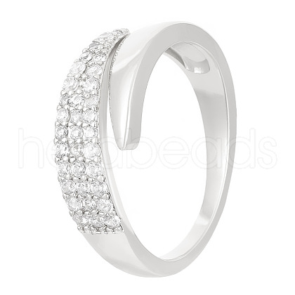 Brass Micro Pave Clear Cubic Zirconia Cuff Rings for Women FS-WGC3917-01-1