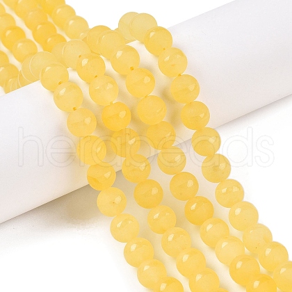 Frosted Natural White Jade Beads Strands G-T138-8mm-209J-1