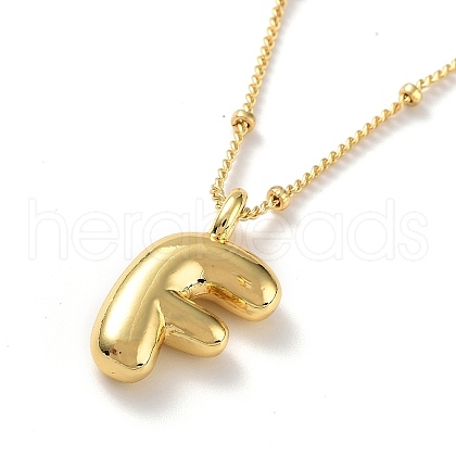 Initial Letter Brass Pendant Necklaces NJEW-A015-21G-F-1