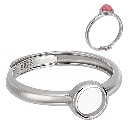 BENECREAT 1Pc 925 Sterling Silver Adjustable Ring Components STER-BC0002-66P-02-1