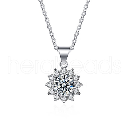 Anti-Tarnish Rhodium Plated 925 Sterling Silver Micro Pave Clear Cubic Zirconia Pendants STER-U003-03P-1