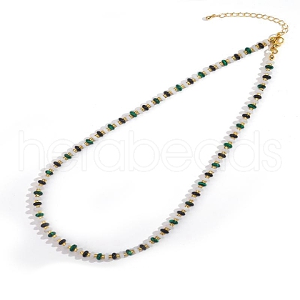 Colorful Natural White Jade & Synthetic Malachite Stone Rondelle Beaded Necklaces for Summer Beach Style CL7611-6-1