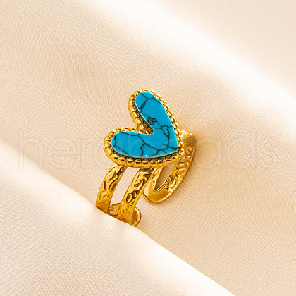 304 Stainless Steel Heart Cuff Rings QJ7925-5-1