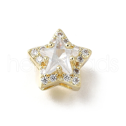 Brass Micro Pave Cubic Zirconia Beads KK-D379-01G-03-1