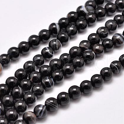 Natural Black Agate Bead Strands G-G962-4mm-12-1