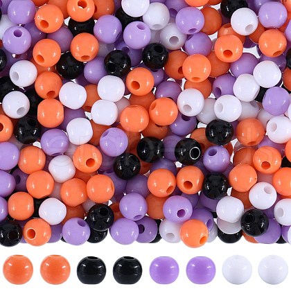 SUNNYCLUE 1200Pcs 4 Colors Halloween Themed Opaque Acrylic Beads MACR-SC0001-43-1