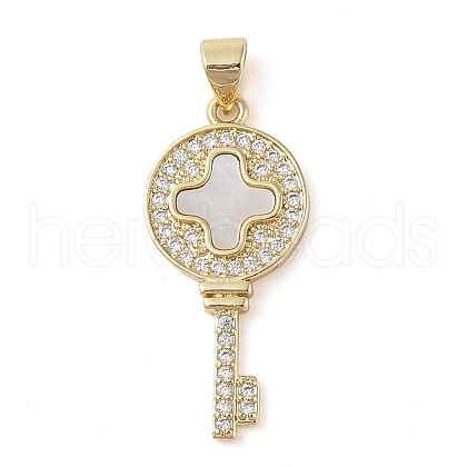 Brass Micro Pave Clear Cubic Zirconia Pendant KK-I712-58G-03-1