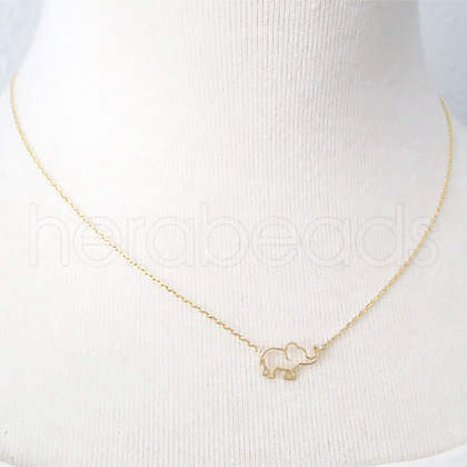 Elephant Alloy Pendant Necklaces FS-WGCC7EA-01-1