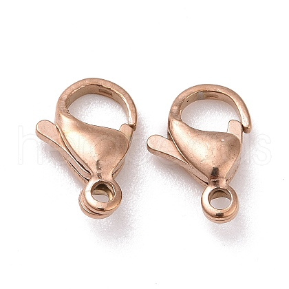 Ion Plating(IP) 304 Stainless Steel Lobster Claw Clasps X-STAS-H353-D-02RG-1