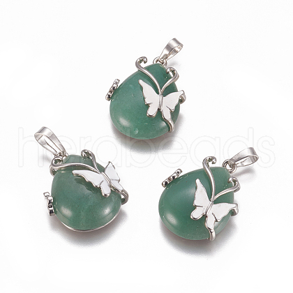 Natural Green Aventurine Pendants X-G-K296-B06-1