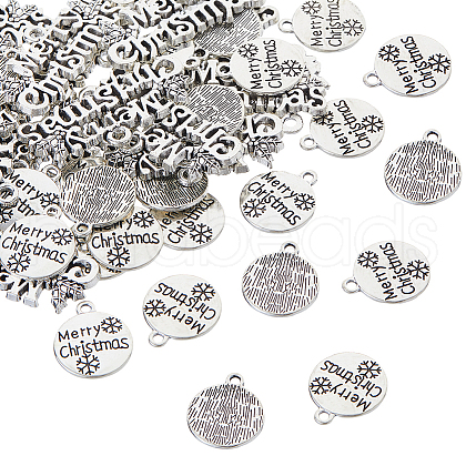 SUPERFINDINGS 60Pcs 2 Styles Christmas Themed Tibetan Style Alloy Pendants FIND-FH0010-20-1