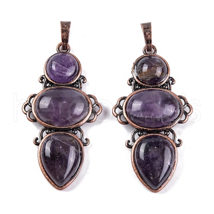 Natural Amethyst Pendants G-Q158-04-08-1