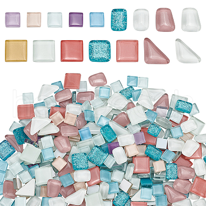 Light Color Series Glass Mosaic Cabochons GLAA-WH0032-10B-1