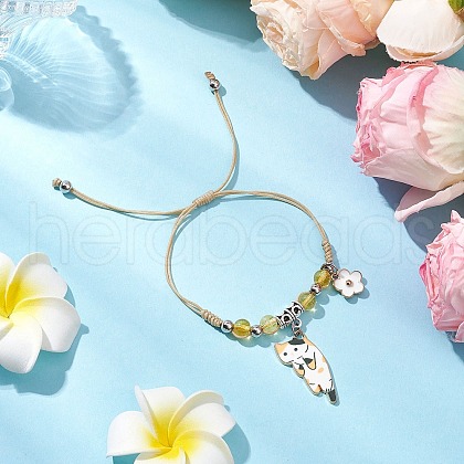 Natural Yellow Quartz Beads Braided Bead Bracelets BJEW-TA00621-05-1