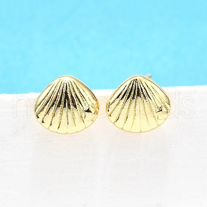 Brass Stud Earrings EJEW-H157-01G-03-1