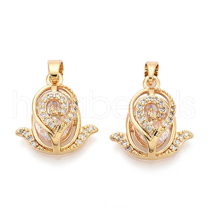 Brass Micro Pave Cubic Zirconia Pendants KK-N272-06G-1