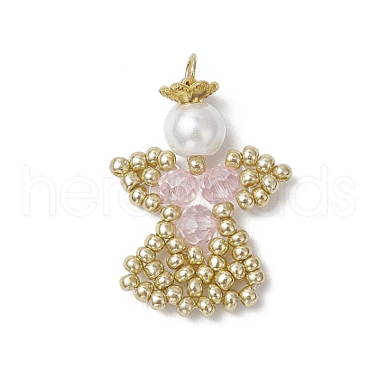 Glass Seed Beaded Angel Pendants PALLOY-MZ00652-01-1