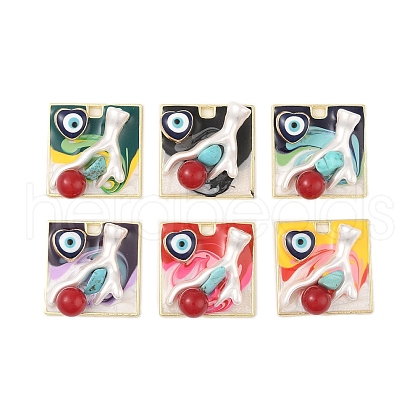 Rack Plating Alloy Enamel Pendants FIND-Z062-04G-1