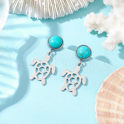 304 Stainless Steel Dangle Stud Earrings EJEW-JE06302-02-1