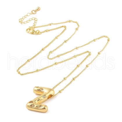 Brass Micro Pave Clear Cubic Zirconia Pendant Necklaces NJEW-Z038-01G-Z-1