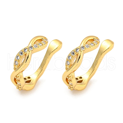Brass Micro Pave Cubic Zirconia Cuff Earrings EJEW-C104-093G-1