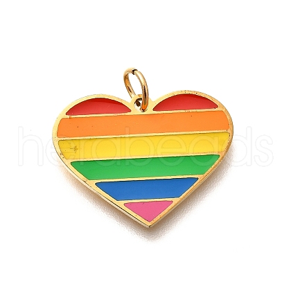 Pride 304 Stainless Steel Enamel Pendants STAS-B079-01G-05-1